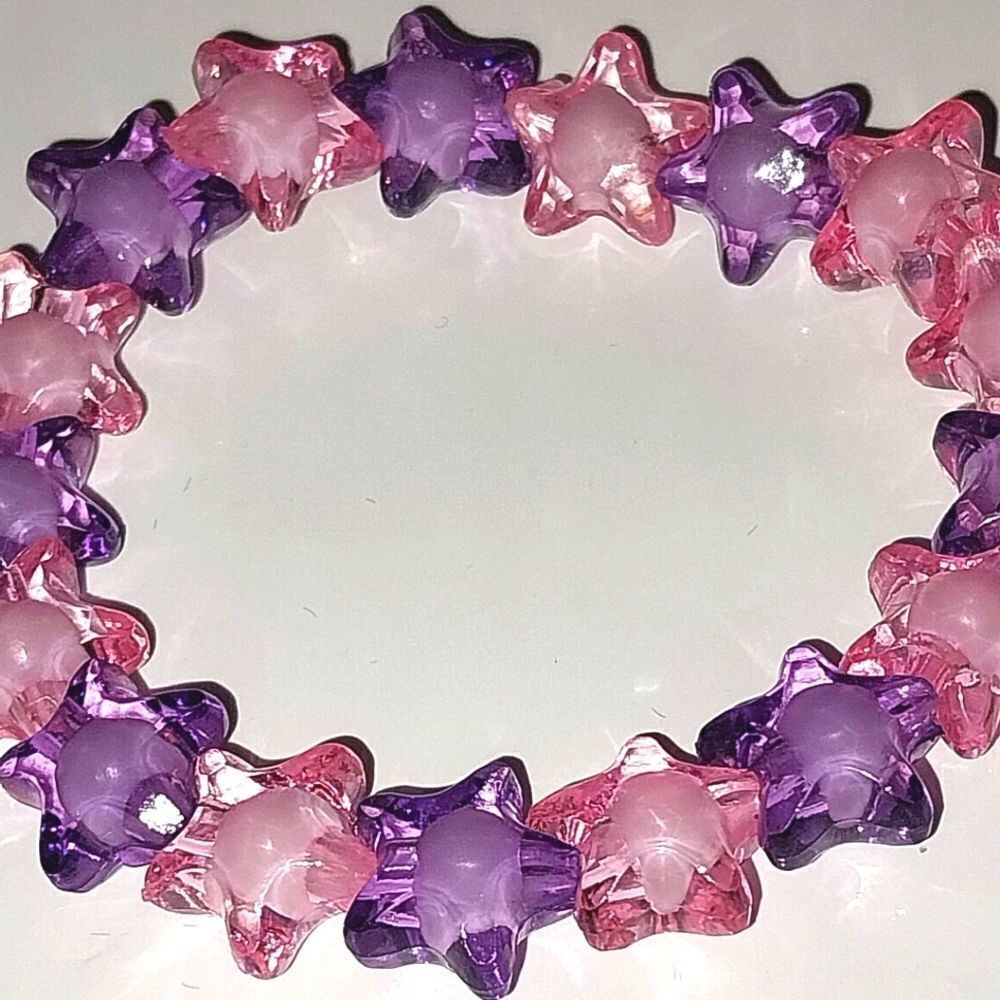 Pink And Purple Star Beaded Colorful Bracelet - Picture 6 of 7